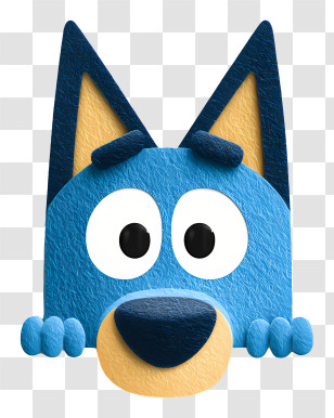 Bluey Peeking Out - Blue Cartoon Dog With Big Eyes Transparent PNG