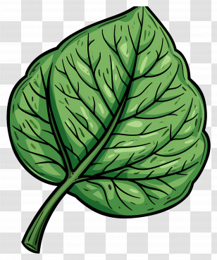 Single Leaf - Detailed Green Leaf Illustration Transparent PNG
