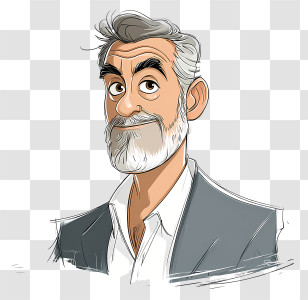 Funny George Clooney Sketch - Hand-drawn Senior Man Portrait Illustration Transparent PNG
