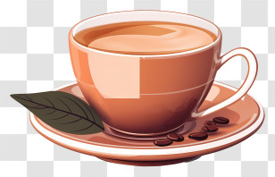 Hot Coffee - Illustration Of Coffee Cup And Saucer Transparent PNG