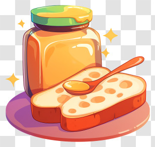 Peanut Butter - Illustration Of Peanut Butter With Bread Slices Transparent PNG