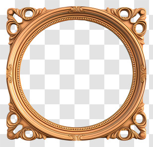 Circular Gold Frame - Golden Square Ornate Frame Transparent PNG
