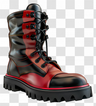 Boots - Red And Black Boot With Trendy Design Transparent PNG