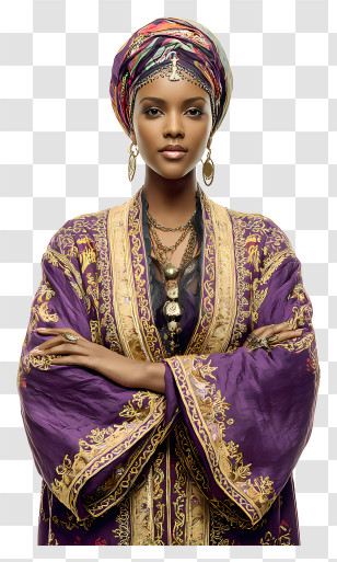 Moroccan Model - Regal Woman In Purple Robe Transparent PNG