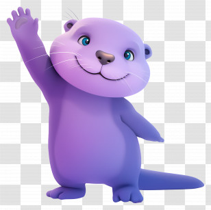 Purple Otter - Adorable Purple Cartoon Otter Transparent PNG