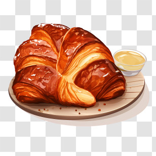 Challah Bread - Buttery Croissant With Honey Drizzle Transparent PNG