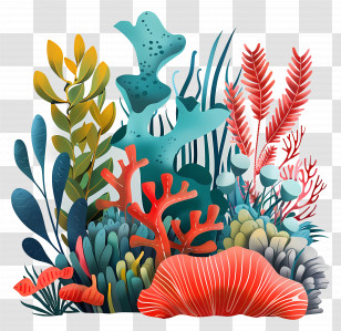 Coral Reef - Vibrant Marine Coral Reef Illustration Transparent PNG