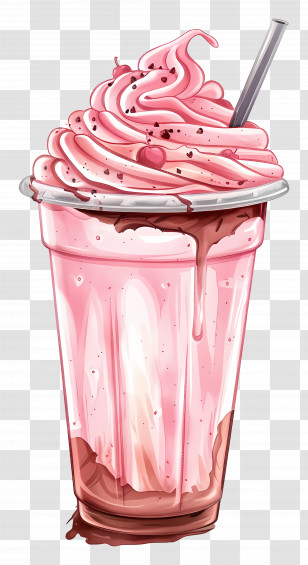 Pink Milkshake - Delicious Pink Milkshake With Cream Transparent PNG