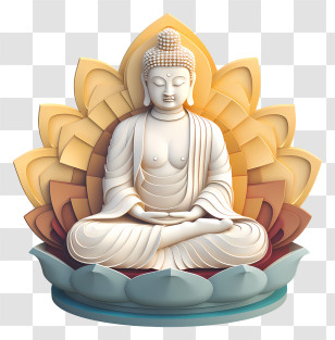 Buddha Statue - Buddha Statue With Lotus Flower And Calm Colors Transparent PNG