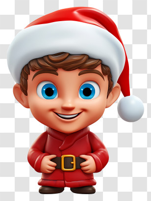 Cartoon Character - Boy Dressed As Santa Transparent PNG