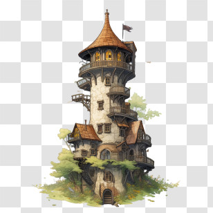 Wizards Tower - Fantasy Tower Building In Fairy Tale Setting Transparent PNG