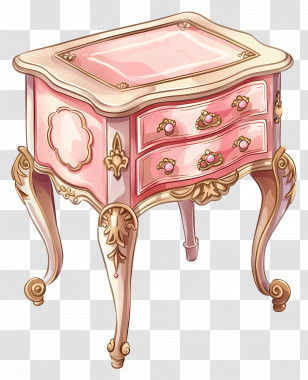 Bedside Table - Pink Vintage Table Transparent PNG