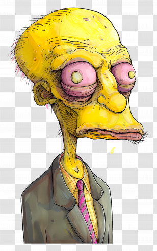 Mr Burns - Yellow Zombie Character Cartoon Art Transparent PNG
