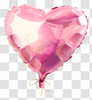 Pink Heart Balloon - Pink Heart Balloon With Ribbon Transparent PNG