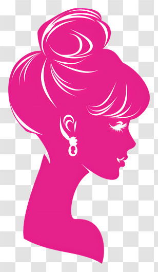 Barbie Head Silhouette - Elegant Pink Woman Silhouette Transparent PNG