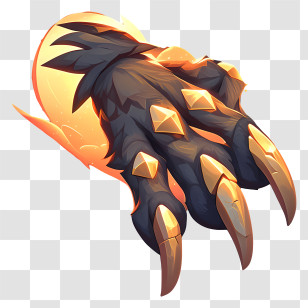 Werewolf Paw - Fiery Monster Claw With Golden Spikes Transparent PNG