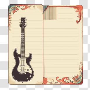 Notes Template - Stylish Notebook With Electric Guitar Design Transparent PNG