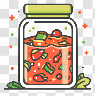 Kimchi Jar - Cartoon Illustration Of Colorful Pickle Jar Transparent PNG