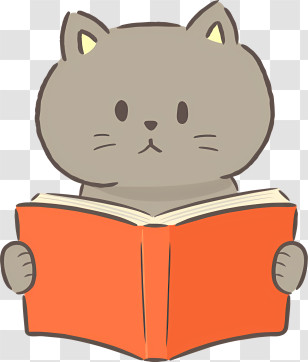 Icon - Adorable Cat Reading A Book Transparent PNG