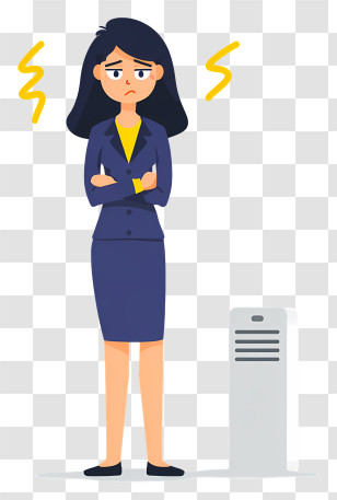 Businesswoman Feeling Cold - Upset Woman Standing By Air Conditioner Transparent PNG