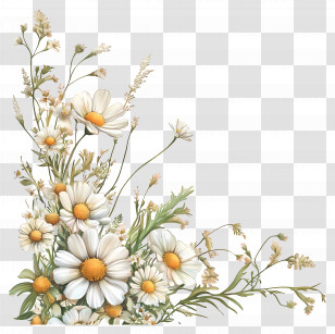 Flower Banner - Daisies And Wildflowers Arrangement Transparent PNG