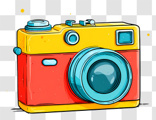 Camera Icon - Retro Colorful Camera Illustration Transparent PNG