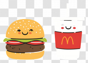 Fast Food - Cute Burger And Drink Combo Transparent PNG