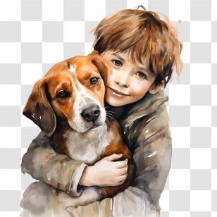 Hug Your Hound Day - Child And Dog Hugging Illustration Transparent PNG