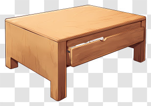 Wooden Coffee Table - Wooden Table With Drawer Transparent PNG