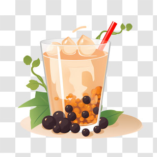 Bubble Milk Tea - Delicious Iced Bubble Tea With Tapioca Pearls Transparent PNG
