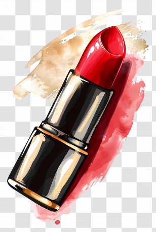Red Lipstick Illustration - Red Lipstick With Artistic Background Transparent PNG