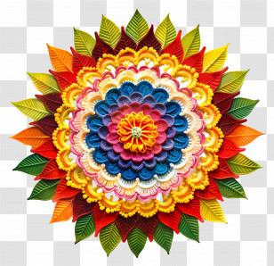 Onam Pookalam - Colorful Decorative Mandala Design Transparent PNG