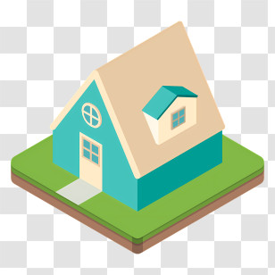 Icon - Isometric House Model In Blue Design Transparent PNG