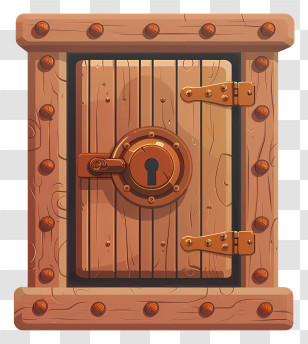 Antique Wooden Safe - Sturdy Wooden Door With Lock Transparent PNG