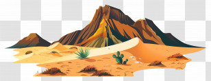 Desert Plateau - Desert Landscape With Cactus Transparent PNG