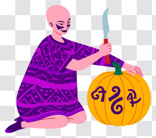 Person Carving Pumpkin - Pumpkin Carving For Halloween Transparent PNG