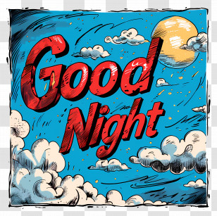 Good Night - Good Night Text With Moon And Clouds Transparent PNG