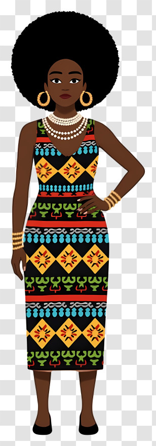 African Woman - Stylish Woman In Colorful Dress Transparent PNG