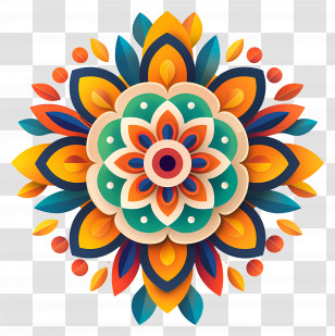 Onam Pookalam - Bright And Vibrant Mandala Art Design Transparent PNG