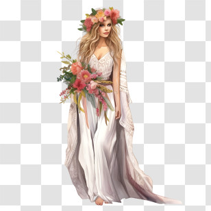 Wedding Dress
 - Bride In Wedding Dress With Flowers Transparent PNG