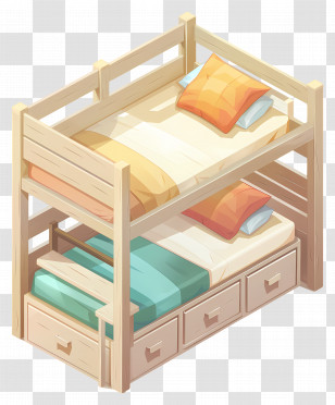 Bunk Beds - Wooden Bunk Bed With Storage Drawers Transparent PNG