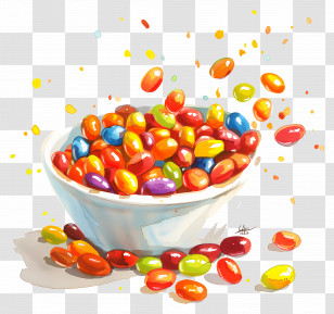 Jelly Beans - Bowl Filled With Colorful Candies Transparent PNG