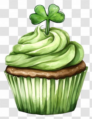 St Patricks Day Cupcake - Green Cupcake With Shamrock Transparent PNG