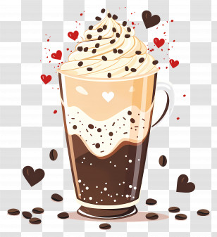 Hot Coffee - Fancy Coffee With Whipped Cream And Decorations Transparent PNG