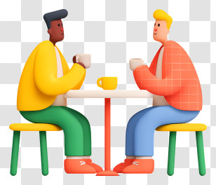Friends Talking After Dinner - Two Men Having Coffee Transparent PNG