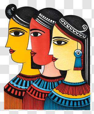 Madhubani Painting - Colorful Faces In Abstract Art Transparent PNG