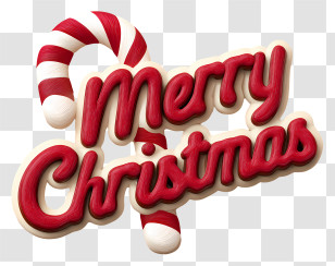 Christmas Text - Merry Christmas Text With Red Candy Cane Transparent PNG