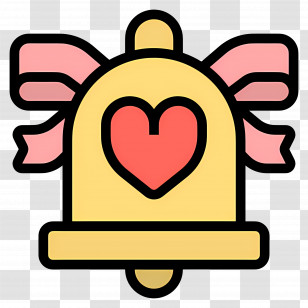 Wedding Bells - Heart Bell With Ribbon Transparent PNG