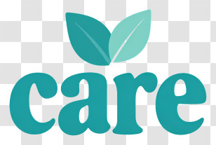 Care Logo - Green Care Wordmark With Leaf Transparent PNG