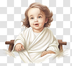 Hand Drawn Jesus Baby - Illustration Of Baby In White Wrap Transparent PNG